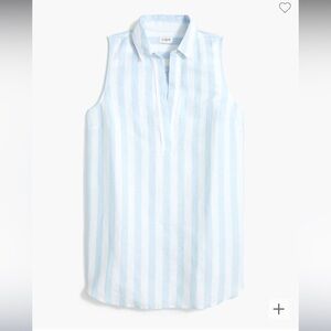 J. CREW Women’s Striped Linen-Cotton Sleeveless Popover Tunic Top Size XXL